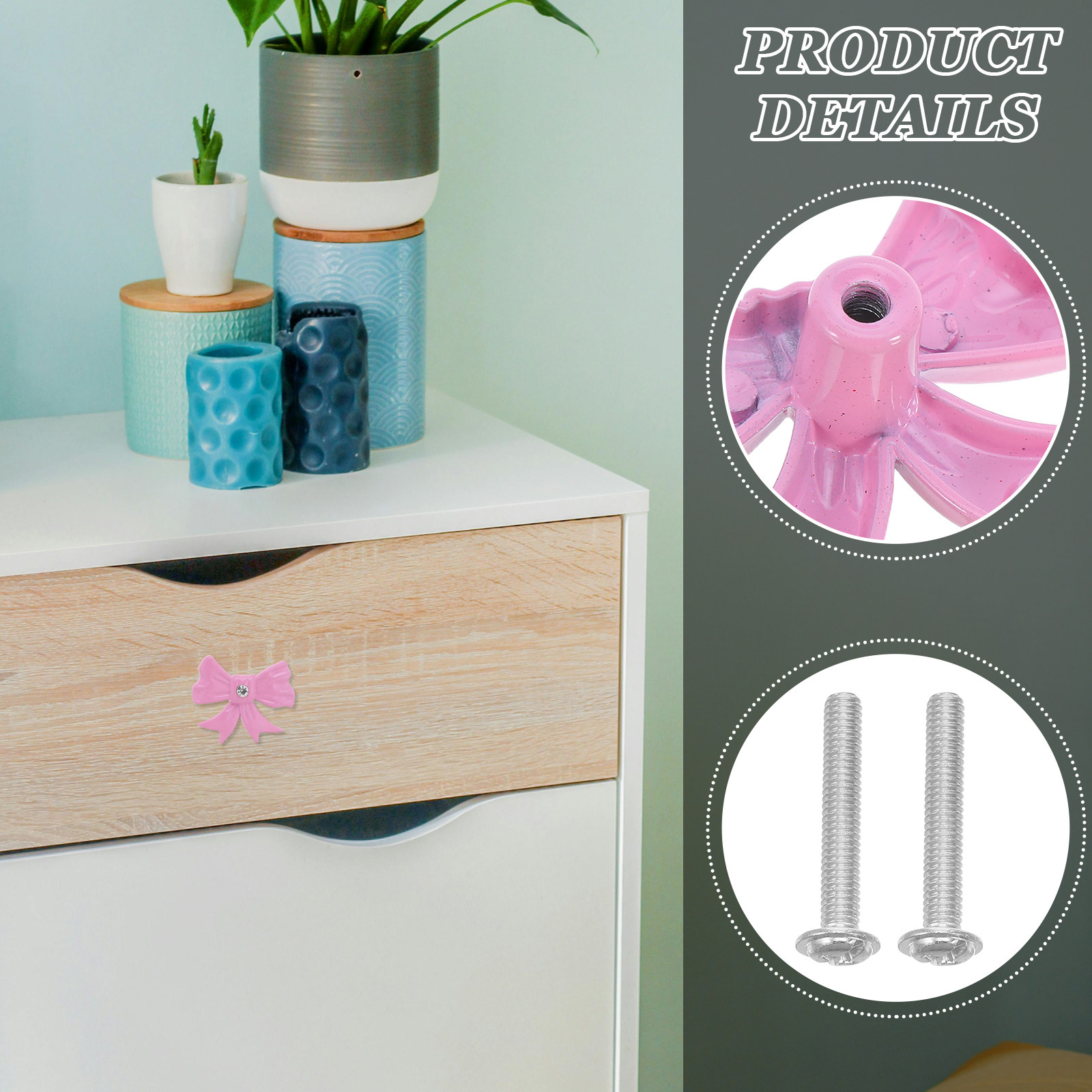 8Pcs Bow Cabinets Knobs Pink B - đánh giá và giá Cabinet Handle Pull
